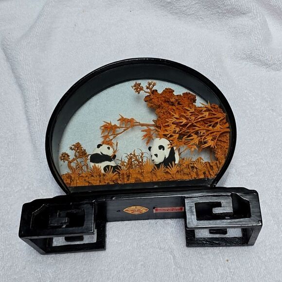 PANDA Bear Cork Art Diorama Peoples Republic China San You Hand Crafted 9" - Picture 2 of 10